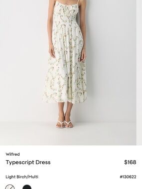 Wilfred Cream Floral Spaghetti-Strap Midi Dress